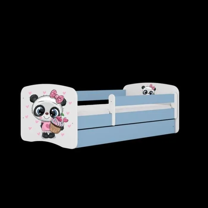 Lit bébé panda bleu sans tiroir, sans matelas 140/70 - Kocot Kids-0