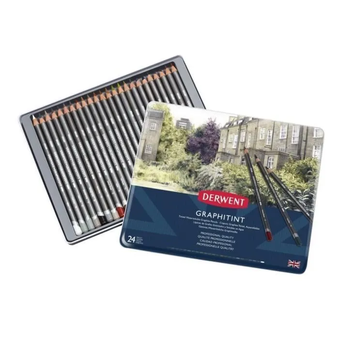 Crayons - Derwent - Graphitint - 24 Crayons - Aquarellables - Qualité Professionnelle-0