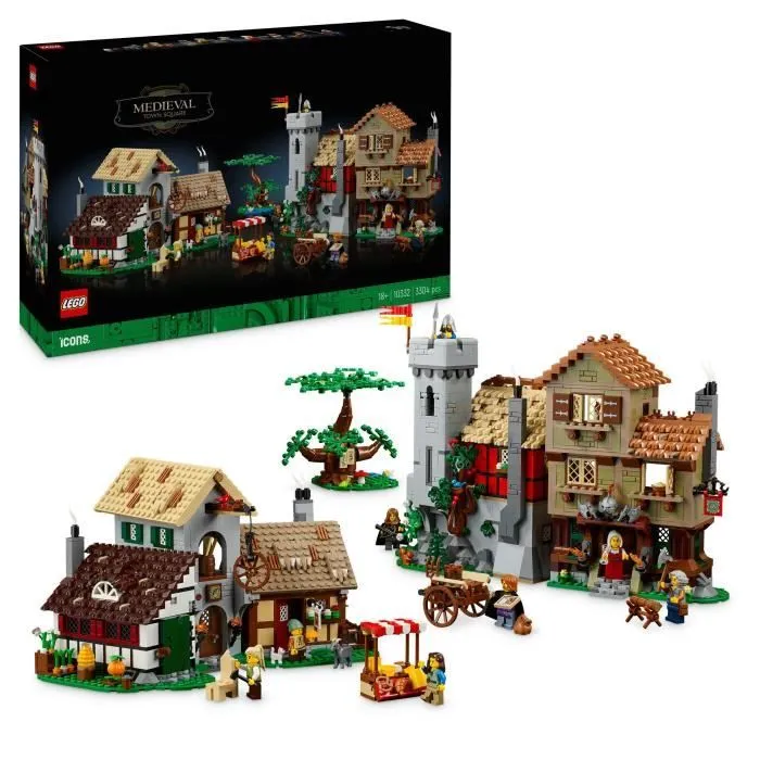 LEGO® Icons 10332 Exclu Cdiscount La place de la ville médiévale - Décoration d'intérieur pour adultes-0