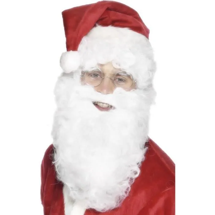 Barbe Père Noël blanche économique Taille Unique-0