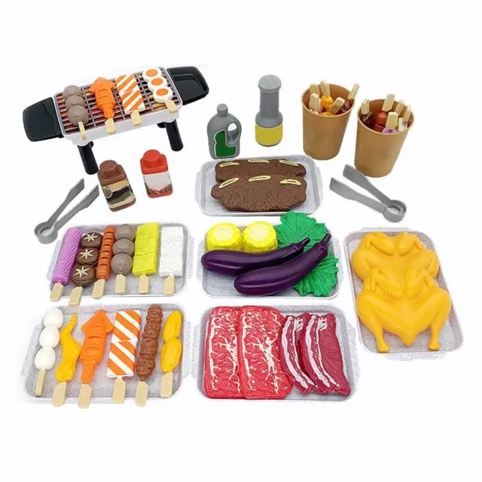 Ensemble de jeu de barbecue Jeu de simulation de nourriture Jouet de gril Ensemble de barbecue Cuisine Outils de cuisine 55 pièces-1
