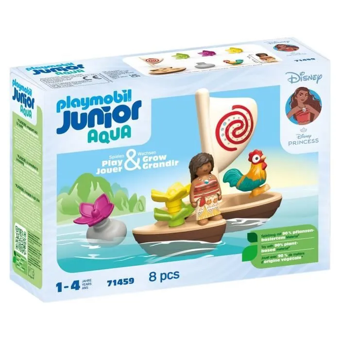 PLAYMOBIL Junior 71459 Vaiana et bateau à voile, Flotte dans l'eau, Jouet pour le bain, Disney, Dès 12 mois-6