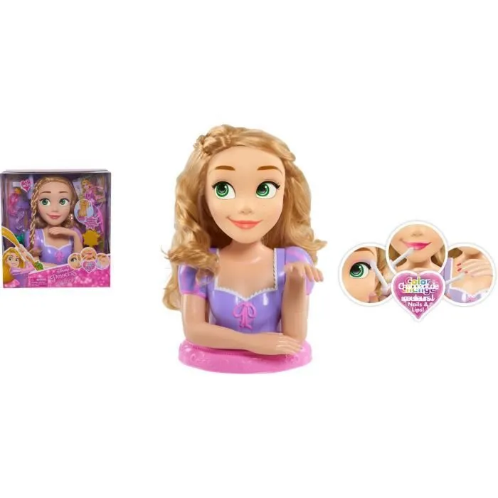 Tête à Coiffer Deluxe Raiponce Disney Princesses - Accessoires Inclus - Pour Enfant de 3 Ans et Plus - Violet-3