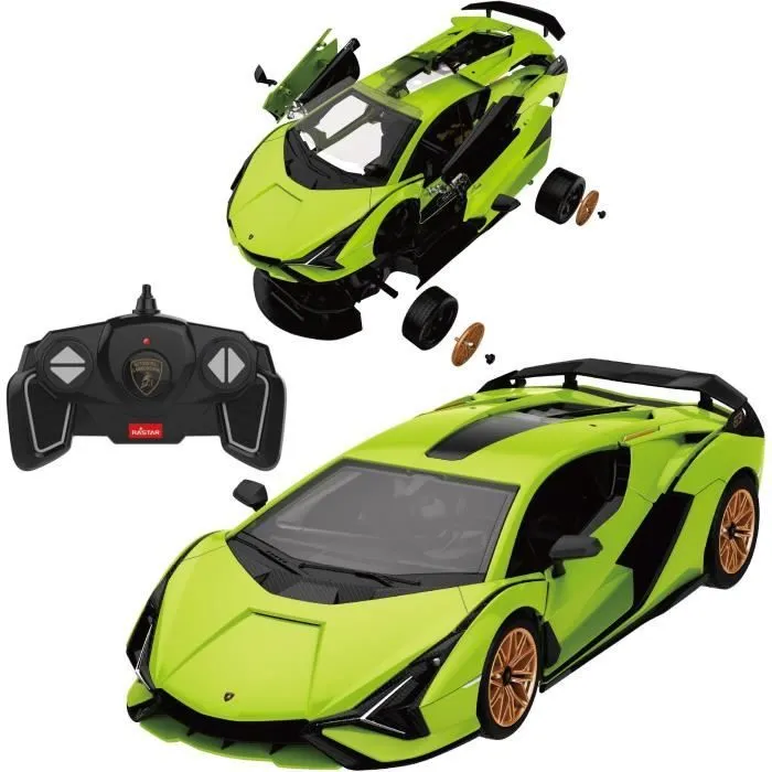 Voiture Télécommandée - TURBO CHALLENGE - Lamborghini Sian - 1/18 - Vert - 85 pièces à monter-2