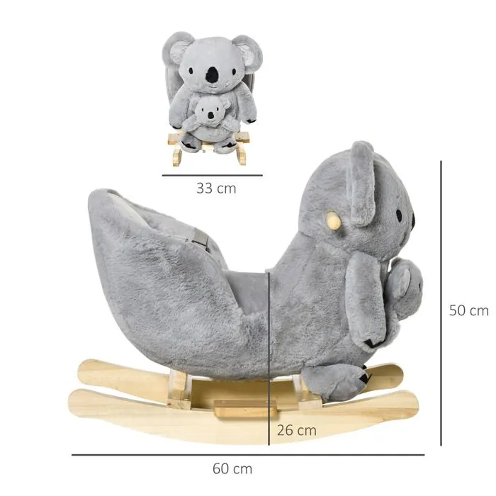 Jouet à bascule koala effet s 60x33x50cm Gris-3