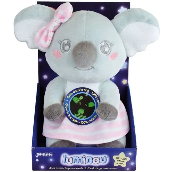 Peluche lumineuse LIMINOU CALLY MIMI KOALA - JEMINI - ± 22 cm - Gris - Bleu, gris et rose - Mixte-1