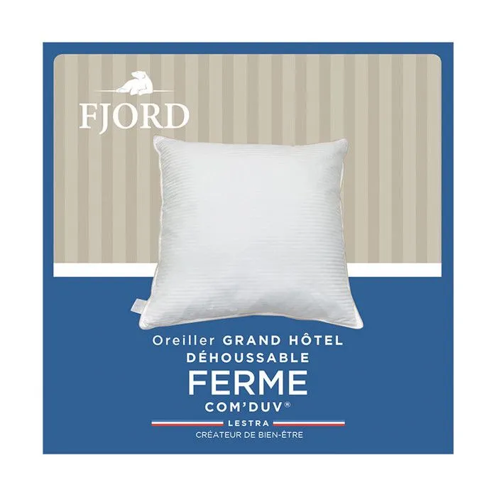 Oreiller "Fjord Grand Hotel" déhoussable Ferme Com'Duv Satin de coton rayé Lestra-3