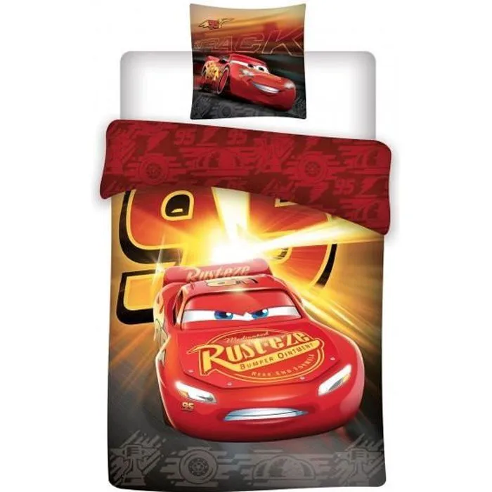 Parure de lit Rust-Eze - Disney Cars - 140 x 200 cm - Rouge, jaune et noir - Synthétique - Chambre-0