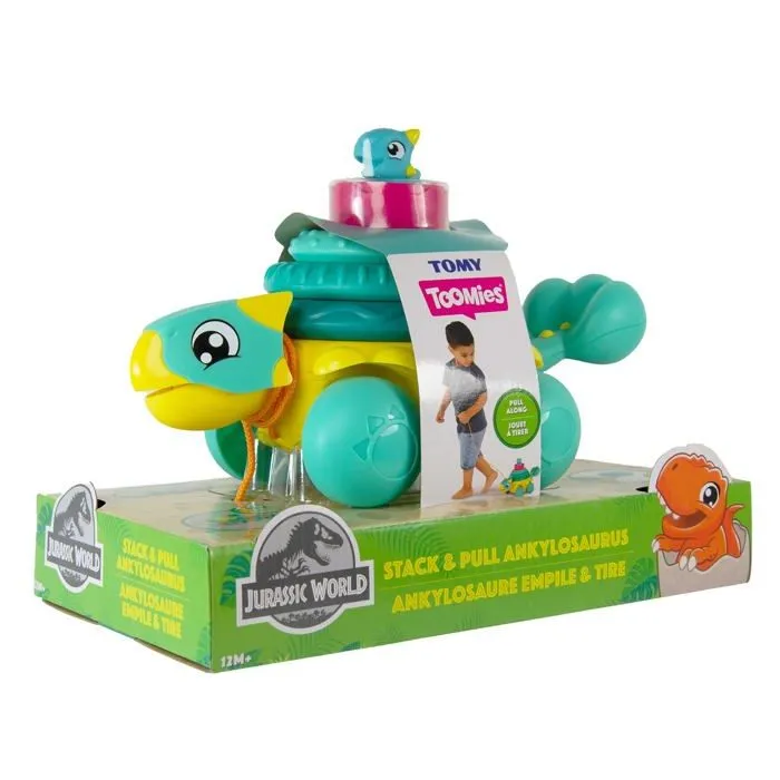 Jouet a tirer - jouet a pousser Rocco giocattoli - E73410 - Toomies JW Anchylosaure empilable et tracable-0