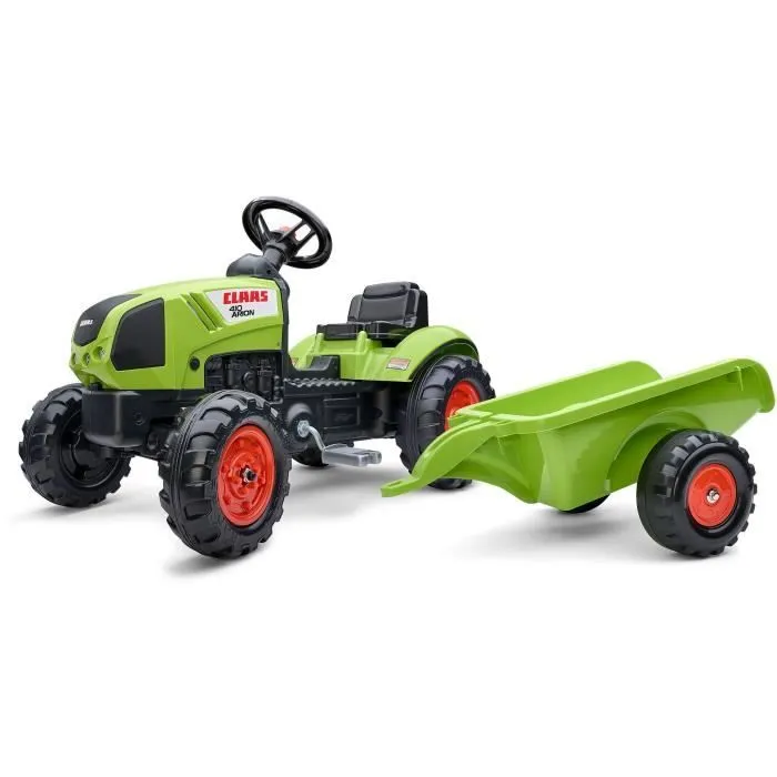 Tracteur à pédales - FALK - Claas avec remorque - Dès 2 ans -100% Fabriqué en France -75% de plastique recyclé-0