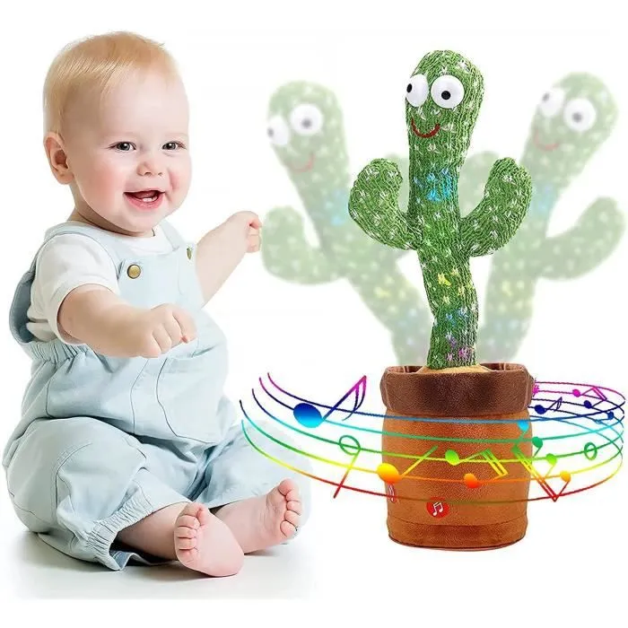 Cactus Qui Danse Cactus en Peluche Dansant, Cactus Chantant ,Cactus Parlant Repete Accessoire de Maison Cadeaux pour Enfants-0