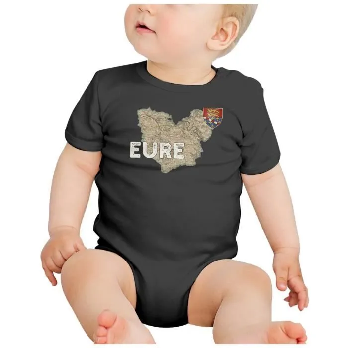 Body Bébé Manche Courte Noir Eure 27 Departement Evreux Carte Ancienne Normandie-1