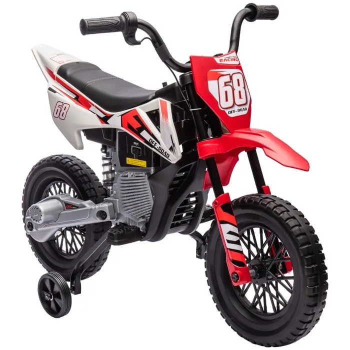 Moto électrique pour enfant - AIYAPLAY - de 3 à 6 ans - 2 moteurs 12V, vitesse max. 5 km/h - roues d'entraînement - musique - rouge-0