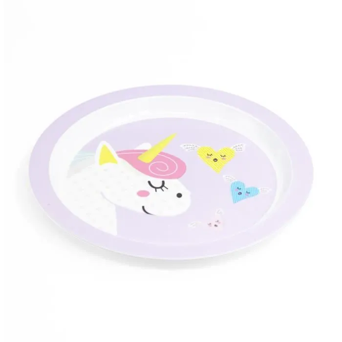 Assiette Mélamine Licorne Violet-0