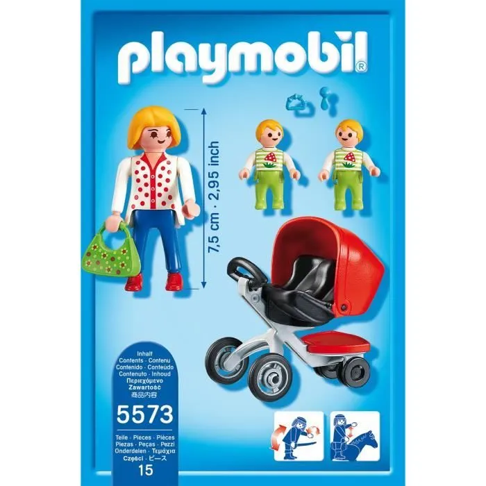 PLAYMOBIL 5573 Maman avec jumeaux et landau, City Life, Dès 4 ans-2