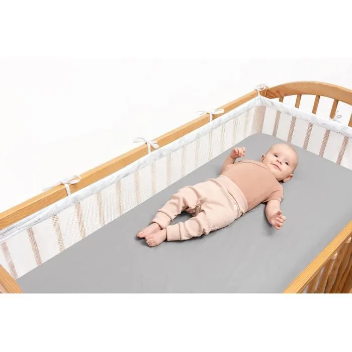 Bellochi Tour de Lit Bébé 360x30 cm - - Tour de Lit Souple Universel - Contour de Lit Bébé - Rosetgrey-3