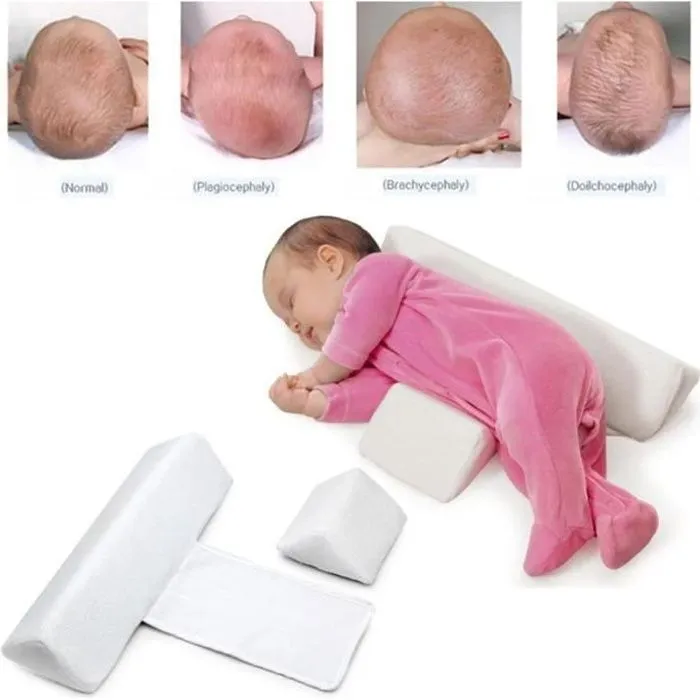 Bébé Oreiller Coussin de Sommeil Latéral pour Nouveau-Né Calé-bébé Sommeil Oreiller Réglable Coussin Bébé Velours Sain Blanc-0
