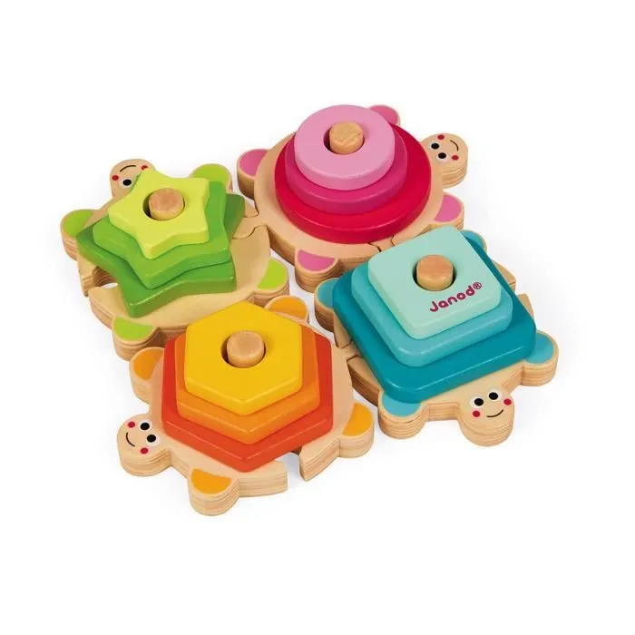 JANOD - Tortues des Formes I wood (bois) - Jouet d'éveil en bois pour bébé de 18 mois à 4 ans-0