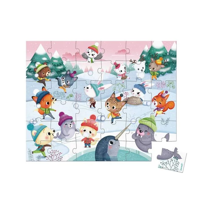 Puzzle enfant - JANOD - Bataille de boule de neige - 36 pièces - Multicolore-2