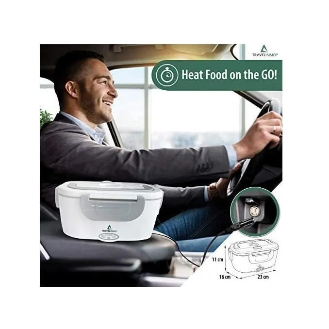 Lunch Box Gamelle Chauffante Électrique pour Voiture Camion Bureau Travail 220V+12V, Chauffe en Quelques Minutes(gris)-1