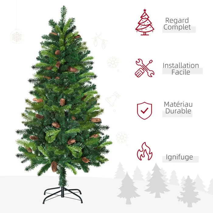 HOMCOM - Sapin de Noël - PVC - 60x60x150cm - Vert-4