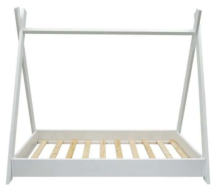 Lit pour enfant Maison 2-en-1 avec Tente Cabane en Bois Naturel (160x80 cm) : Aventures Ludiques et Repos Douillet-1