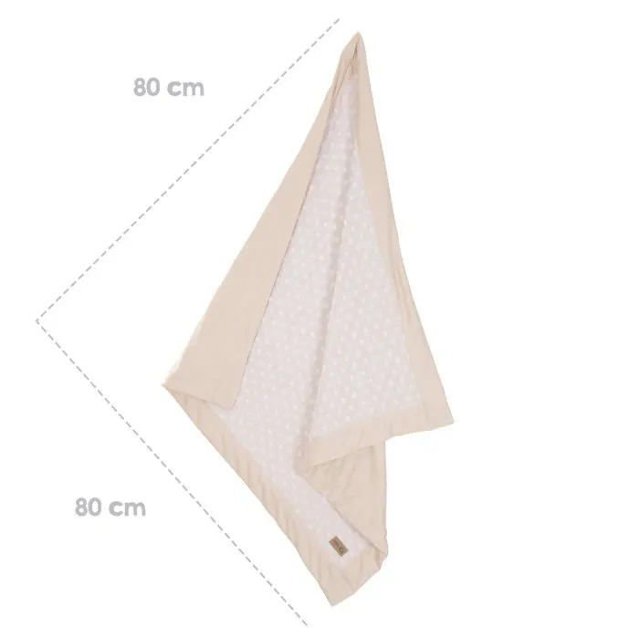 Couverture Bébé Double Face en Coton Oeko-Tex ROBA - Frosty Almond - 80 x 80 cm - Motif Pois en Relief - Beige Amande-1