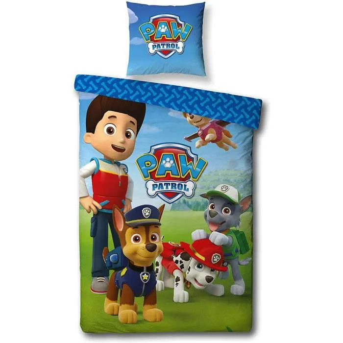 PARURE DE LIT HOUSSE DE COUETTE PAT PATROUILLE PAW PATROL-0