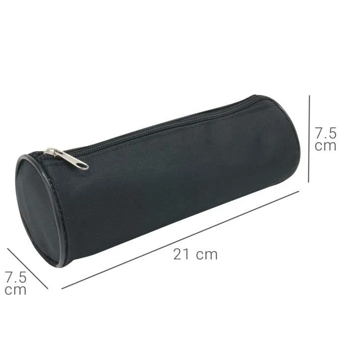 Trousse ronde unie WAYTEX 931280 - 21cm Diamètre 7.5cm Textile Noir uni-1