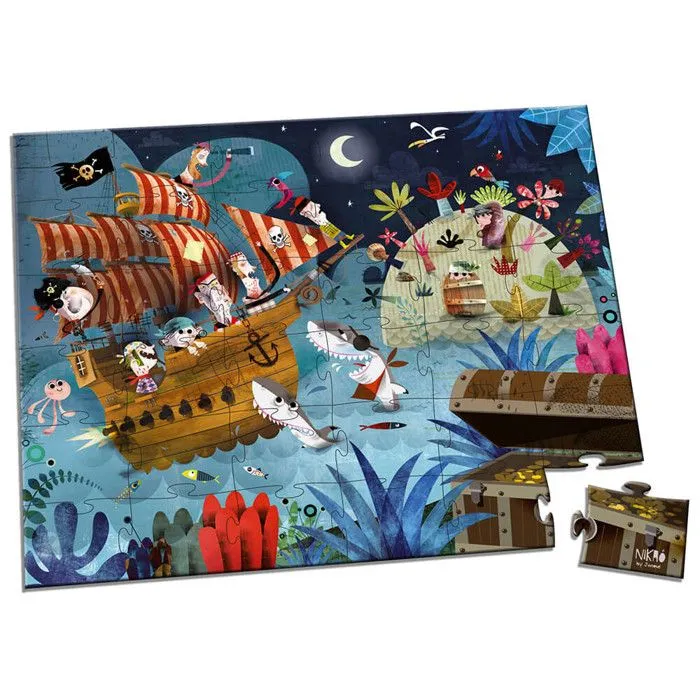 Puzzle enfant - JANOD - Chasse au trésor - 36 pièces - Valisette illustrée-3