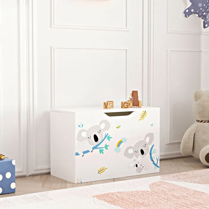 Coffre de rangement Oleiros pour enfant 40 x 60 x 30 cm blanc gris bleu-0