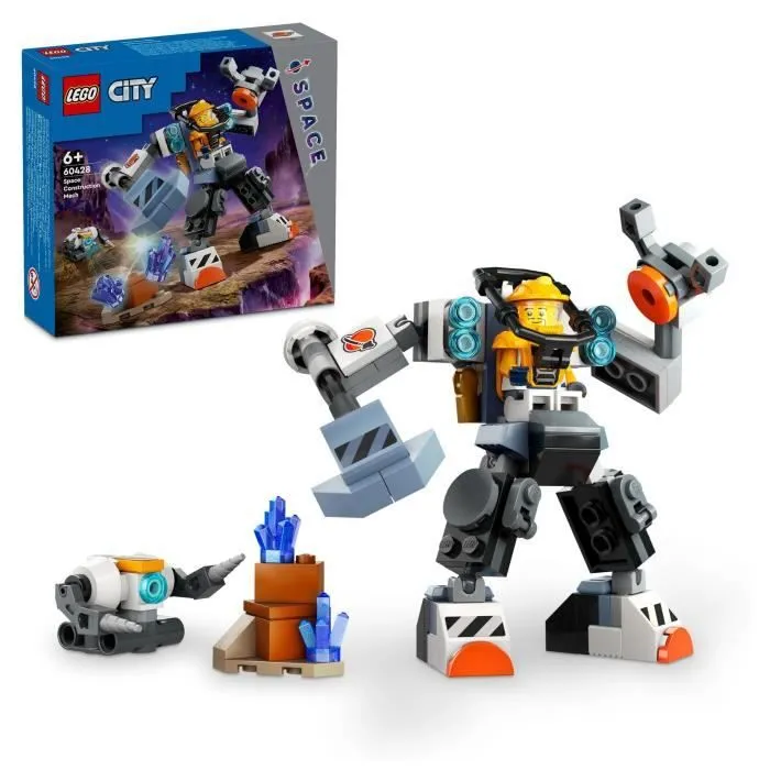 LEGO® 60428 City Le Robot de Chantier de l’Espace, Jouet de Figurine de Robot avec Tenue Spatiale, Cadeau Enfants 6 Ans-0