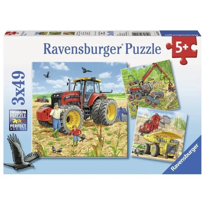 Puzzle 49 pièces 3 Puzzles - Grossses Machiness-0
