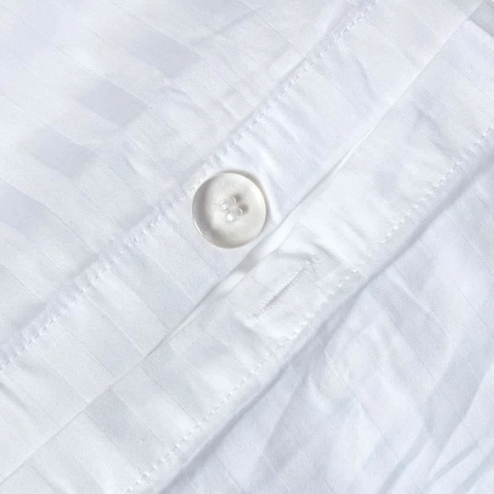 Housse de couette et taies d'oreiller unies en coton égyptien 330 fils Blanc 230 x 220 cm-3