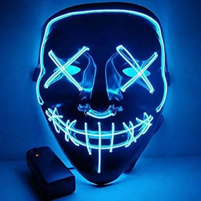 Masque LED Halloween - Festival Cosplay Costume Décorations de Fête - glace bleue