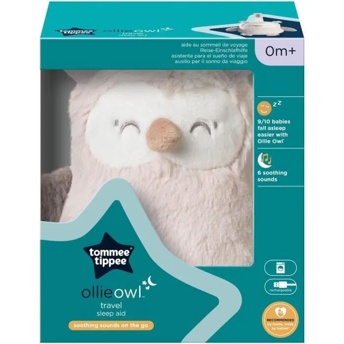 Mini Peluche - TOMMEE TIPPEE - Ollie La Chouette - Aide au sommeil nomade - 6 sons - Rechargeable par USB - Lavable en machine-1