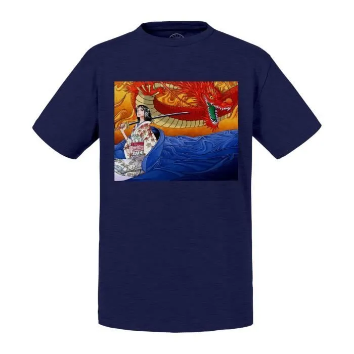 T-shirt Enfant Bleu Nico Robin Dragon One Piece Pirates Manga-0