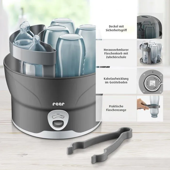 Sterilisateur biberon Reer - 36021 - VapoMat S Desinfectant en seulement 10 minutes jusqu'a 6 biberons-3