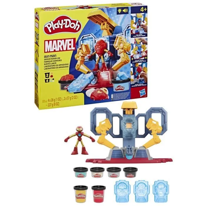 Play-Doh Iron Man Fabrique d'armures, coffret avec figurine Iron Man et pâte à modeler, dès 4 ans, Marvel-0