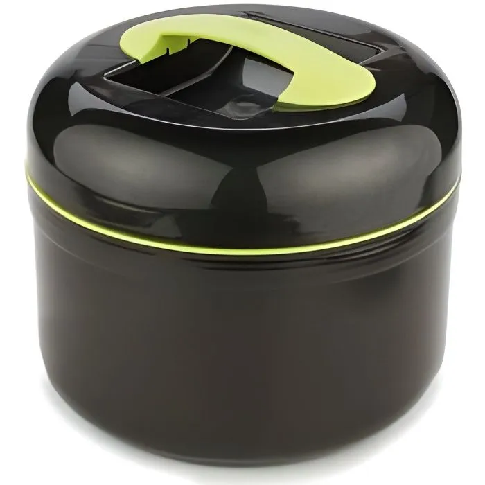 Boite repas isotherme - Valira - Grande lunch box - 1,5L - Noir et vert - Compartiment amovible-0