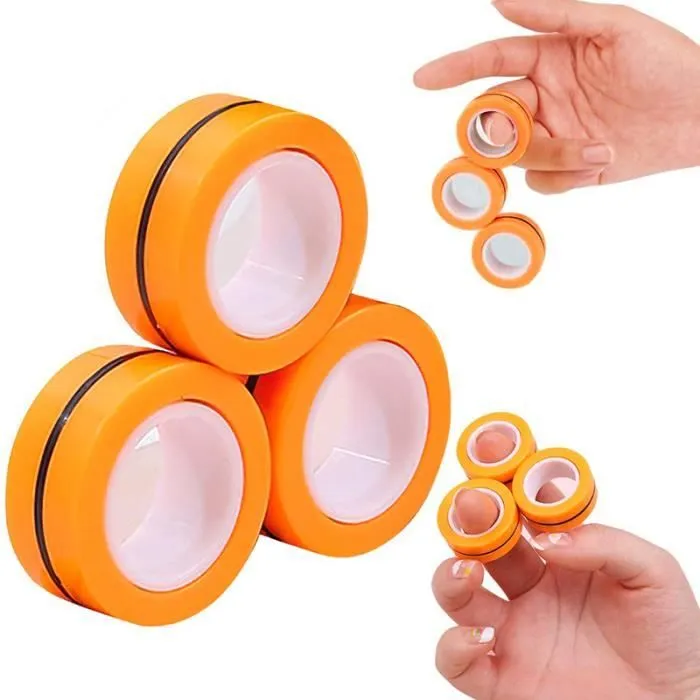 Jeu anti-stress Rolling Fingers Orange - SHOP-STORY - Anneaux magnétiques pour la concentration et la créativité-0