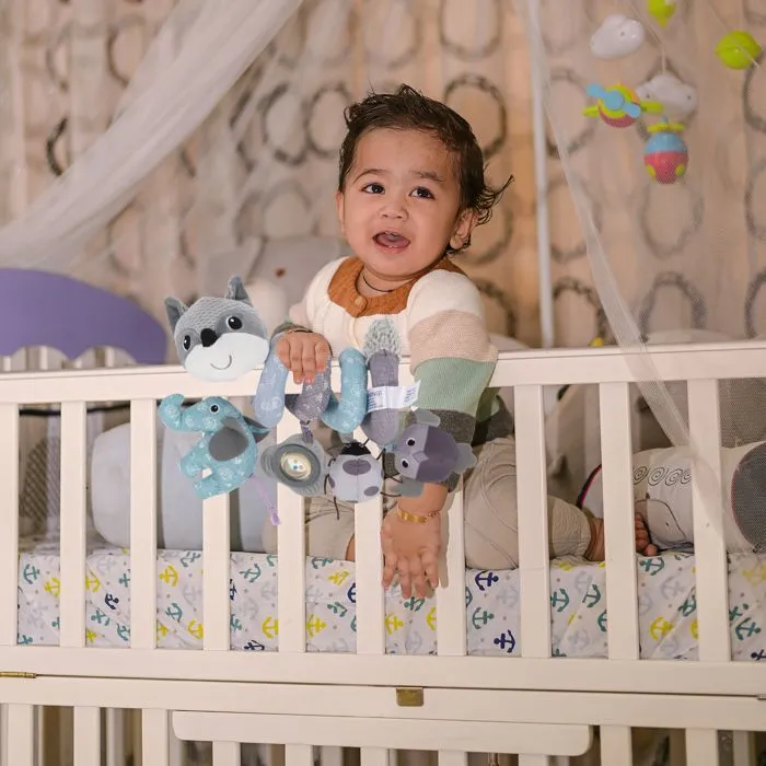 Jouets pour poussettes,Jouets Suspendus D'ornement De Berceau De Landau, Jouet en Spirale De Poussette De Lit De Bébé Gris-1
