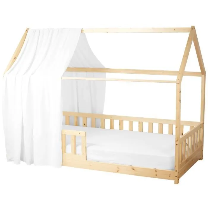 Ciel de Lit Cabane en gaze de coton SOLO Blanc 130x330 cm-0