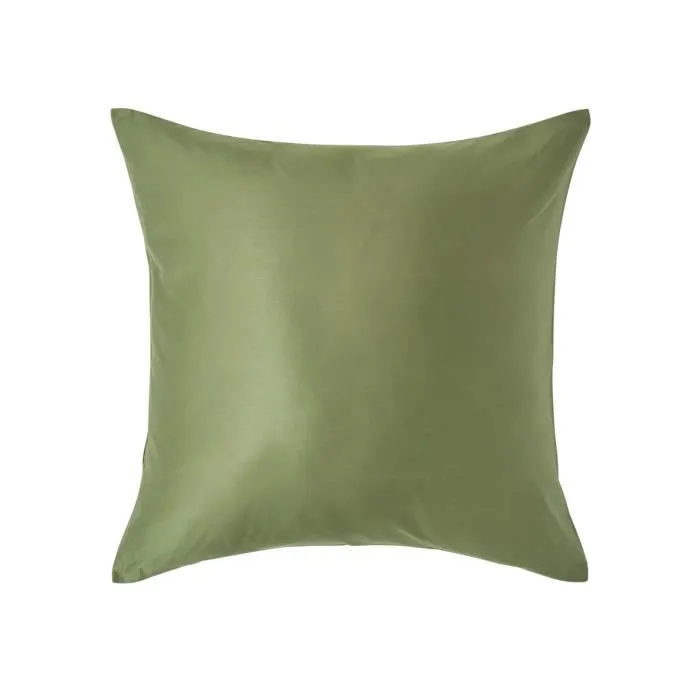 Taie d'oreiller en 100% coton Bio 400 fils Vert mousse, 60 x 60 cm-0
