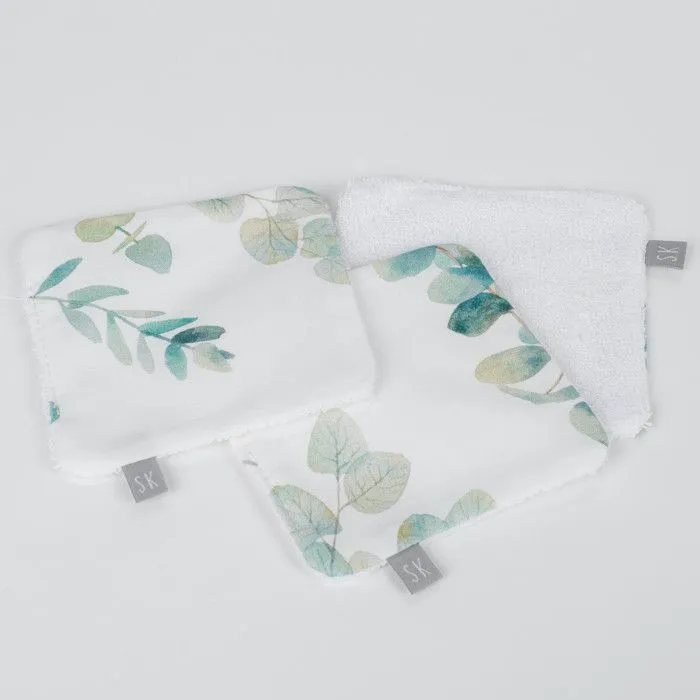 Lingettes bébé lavables 8 pièces Eucalyptus 10x10 cm Blanc-2
