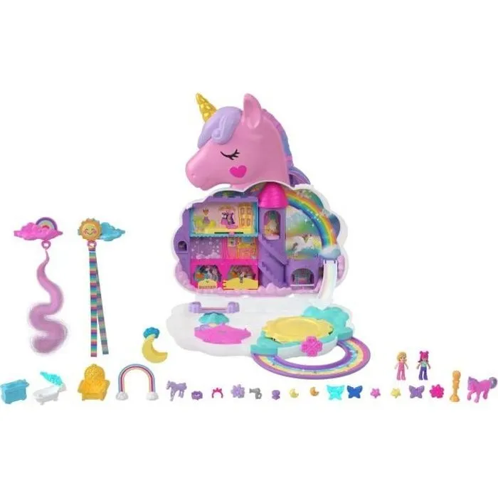 Polly Pocket Mini-univers-Salon de coiffure Licorne arc-en-ciel HKV51-0