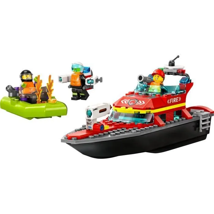 LEGO® City 60373 Le Bateau de Sauvetage des Pompiers, Jouet Flottant, Jetpack et Minifigurines-1