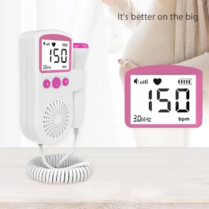 Moniteur de fréquence cardiaque fœtal - Joulli - Doppler - Rose - Compact - Haute performance-3