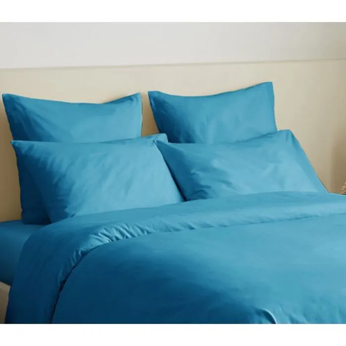 Pack complet 6 pièces unicolore Turquoise housse de couette pour lit 180 x 200 cm "King size"-2
