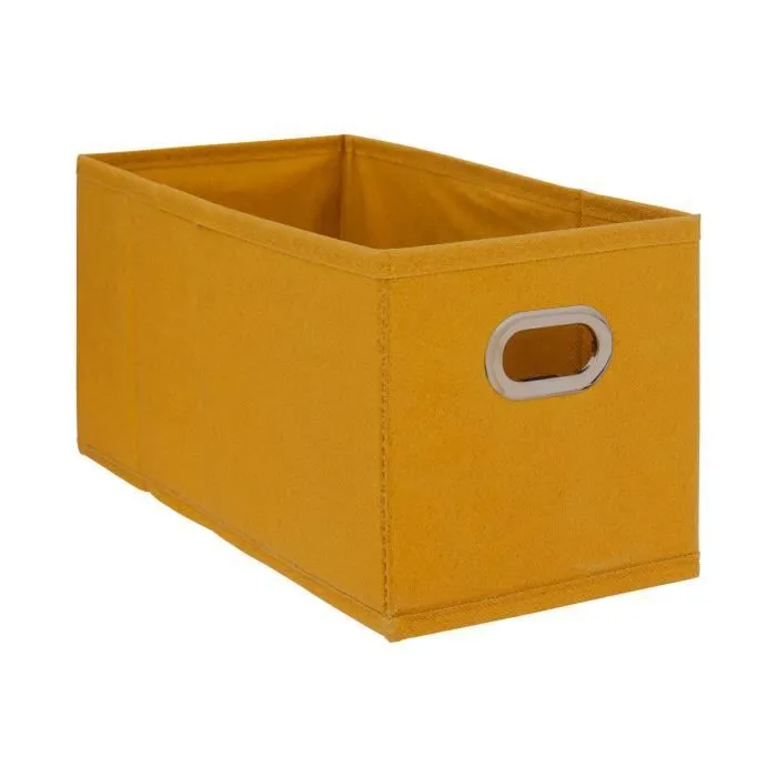 Boîte de rangement tissu Jaune Moutarde - FIVE - 15 x 31 x 15 cm - Polypropylène - Métal-0